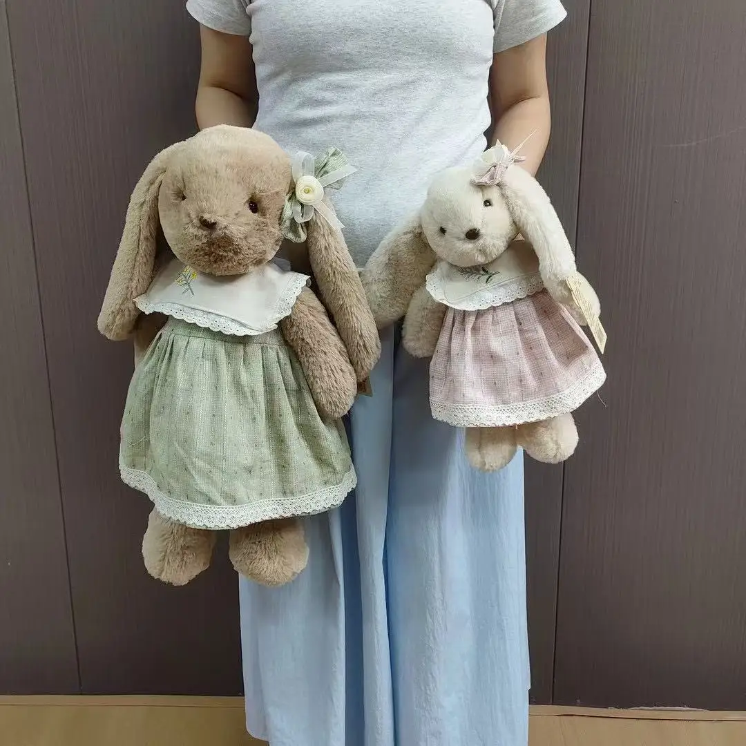 Kawaii Long Ear Lolita Bunny Plush Toys Cartoon Stuffed Animals Rabbit Wear Skirt Soft Baby Accompany Sleeping Doll Girls Gifts