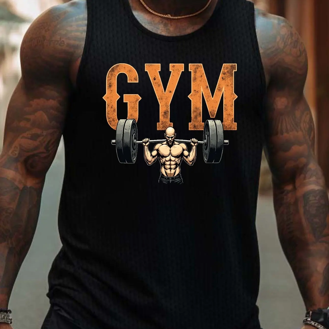 

Gym Fitness Men's Vest 3D Letter Pattern Sleeveless T-shirt Summer Leisure Fashion Sports Quick Dry Breathable Men Tank Tops