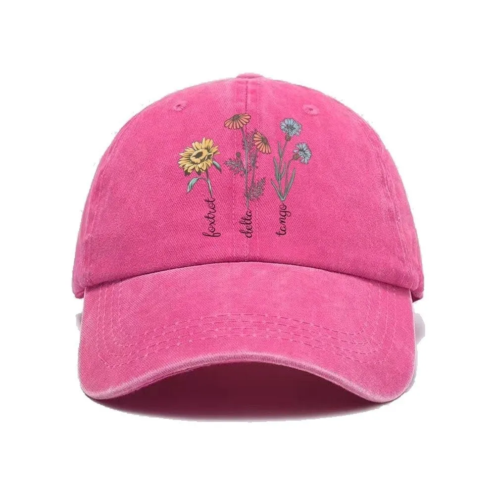 Fashion Casual Printed Baseball Cap Washed Sunflower Dad Sun Hat Vintage Multiple Colors Snapback Cap Travel