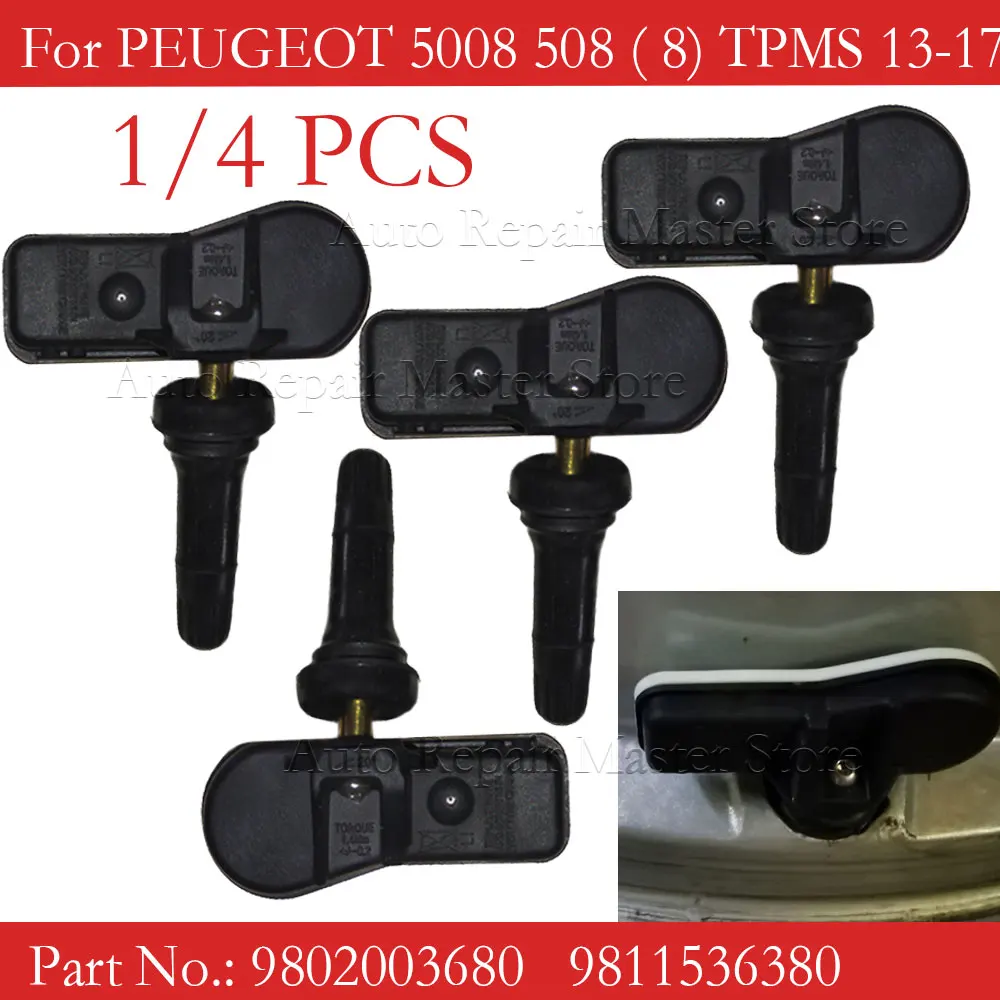 1/4Pcs TPMS Tire Pressure Monitor Sensor For Citroen DS4 DS5 C4 C5 For Peugeot 207 301 308 408 508 3008 9802003680 9811536380