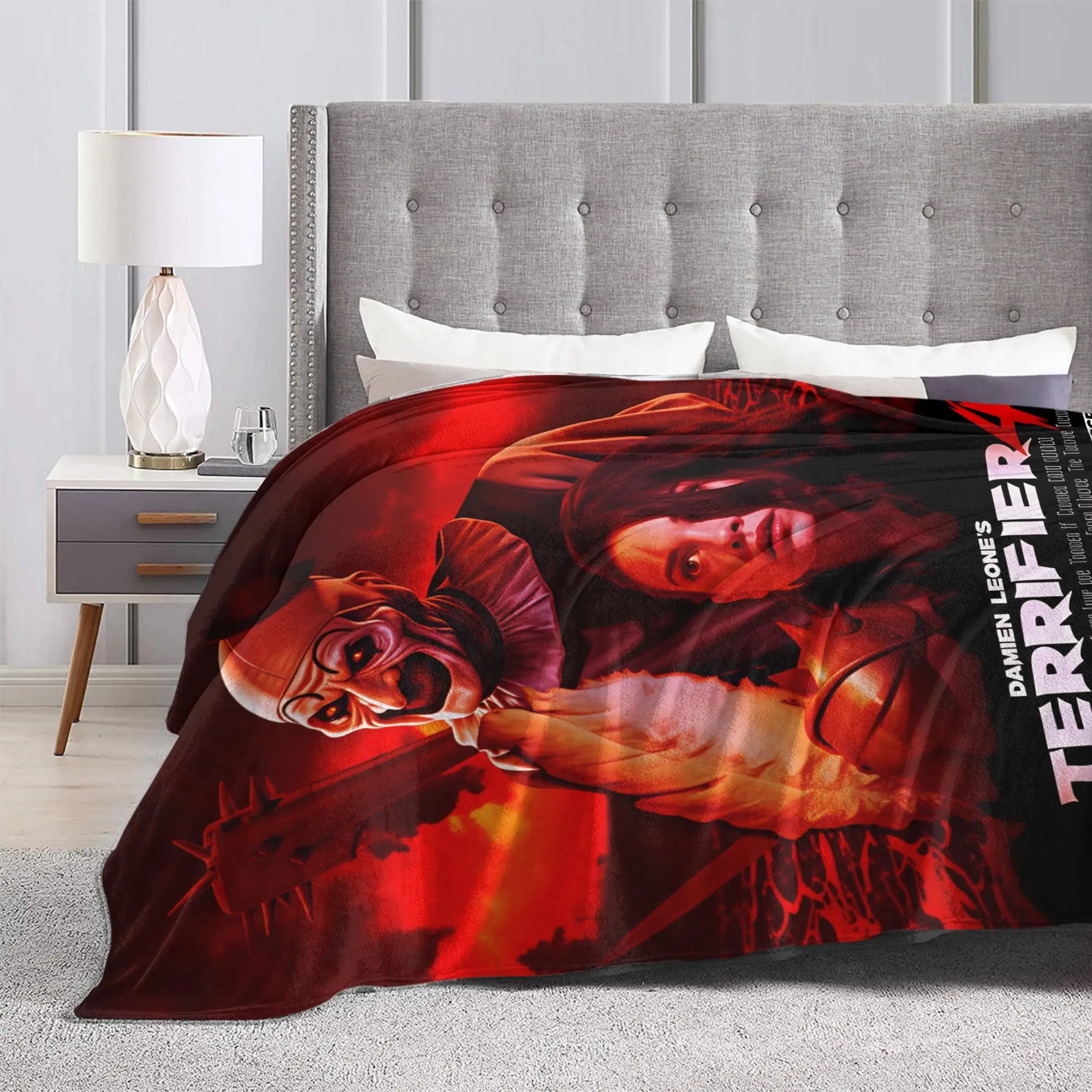 Terrifier 4 Halloween Blanket Quality Soft Warm Horron Throw Blanket Autumn Girls Boys Outdoor Aesthetic Bedspread