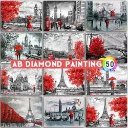 AB Diamond Painting Paris Eiffel Tower Landscape Scenery Full Square Round Diamond Embroidery Cross Stitch Diamond Mosaic Paint