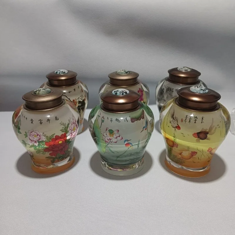 Handmade inner painting tea can tea set, gift box set, implying prosperity