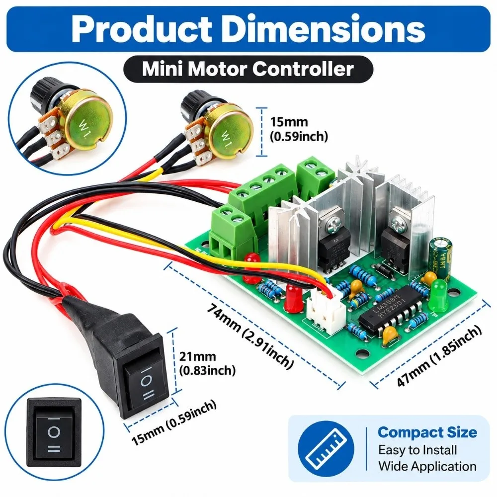 5V-30V DC Input DC Motor Speed Controller Reversing Switch 6A 150W Brushed DC Motor Regulator Speed Regulation