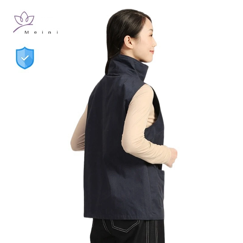 Electromagnetic radiation protection high neck vest Communication base station, Computer EMR shielding metal fiber clothing