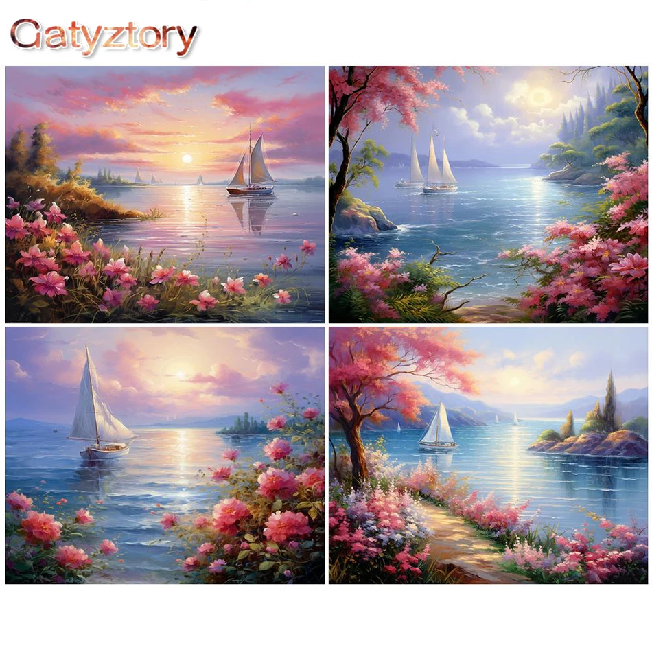 

GATYZTORY Painting By Numbers On Canvas Acrylic Paint For Adult DIY Kits Drawing Picture Of Coloring By Numbers Flower Home Deco