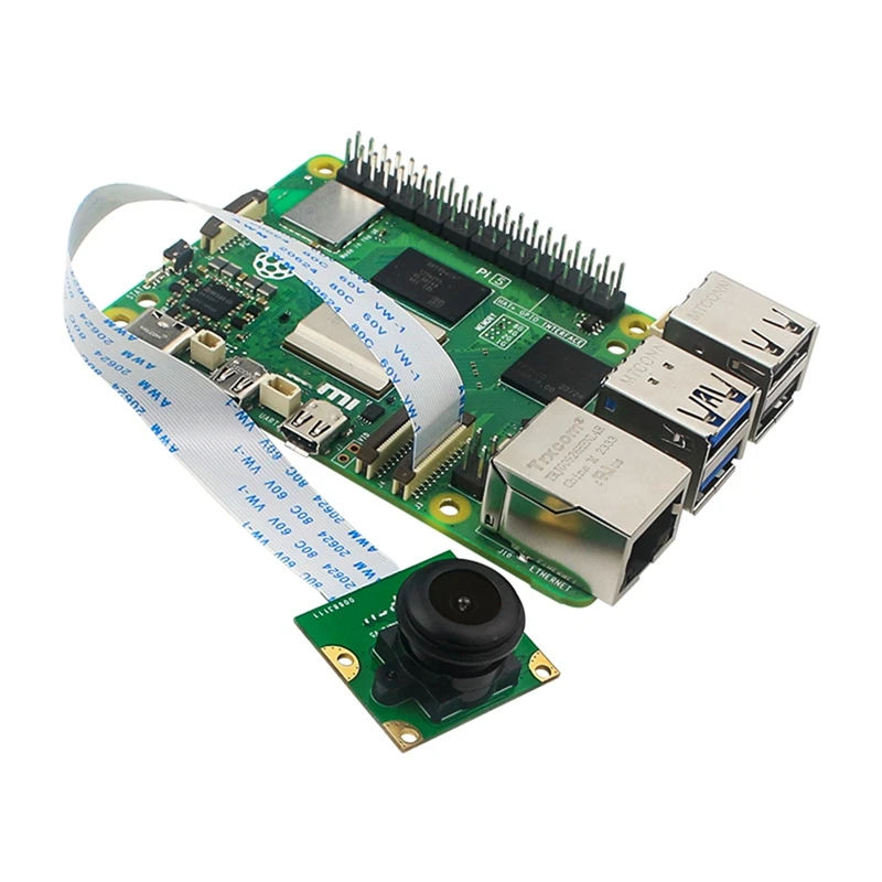 وحدة كاميرا صغيرة 8 ميجابكسل IMX219 لواجهة Raspberry Pi 5، MIPI-CSI 130 °   FOV مع كابل مرن Pi5