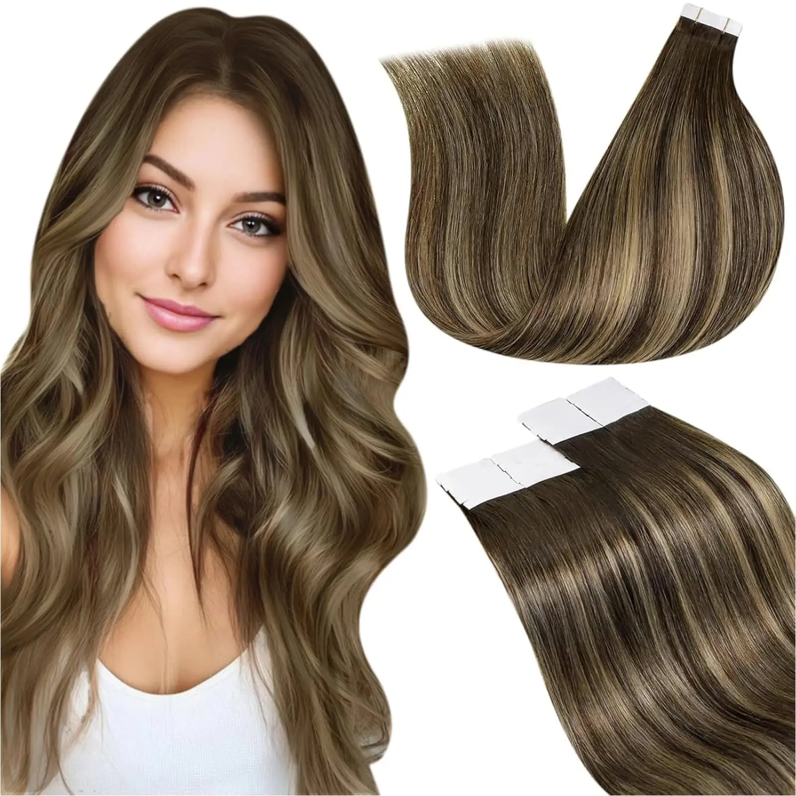 

20pcs/pack Peruvian Straight Human Hair Tape In Extensions Remy Weft 100g Bulk 18-28 Inch Natural Black Color For Women Volume