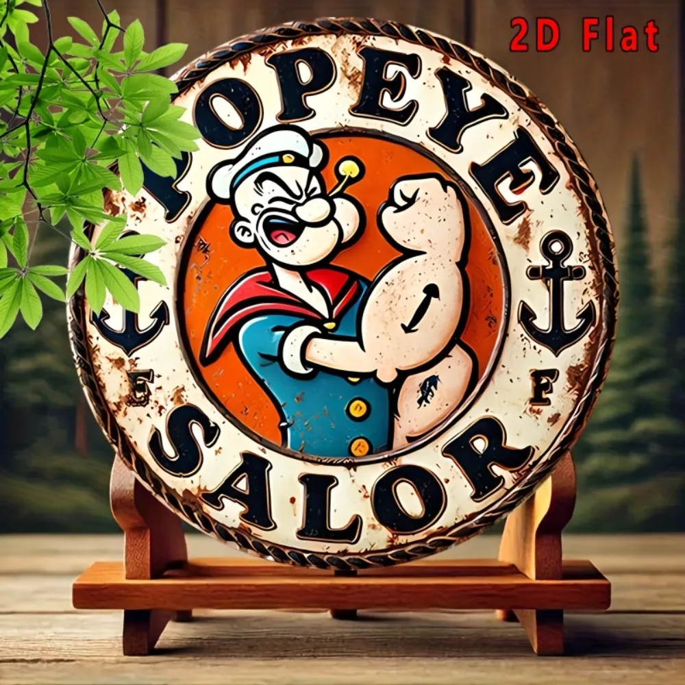 Tin Sign - Vintage Durable Metal Plaque Wall Decor, Popeye the Sailor Retro Cartoon Themed Home Office Bar Man Cave Wall Art
