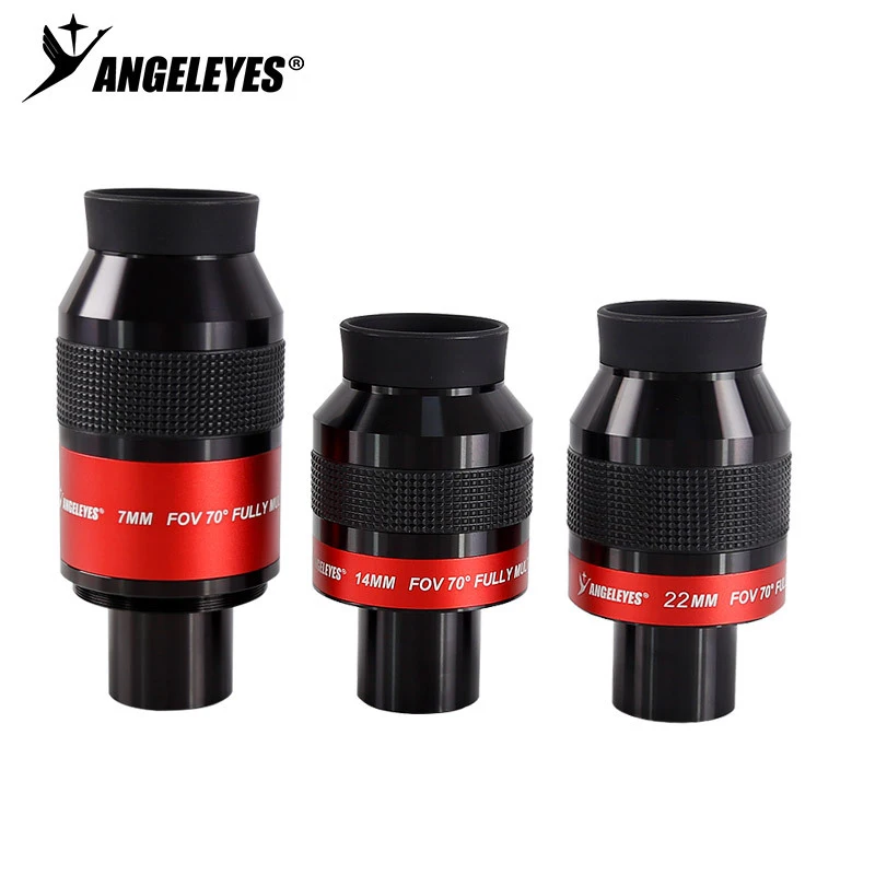 1.25 Inch 70 Degree Ultra Wide Angle Flat‑Field Parfocal Telescope Eyepiece, 7mm 14mm 22mm FMC All‑Metal Astronomical Accessory