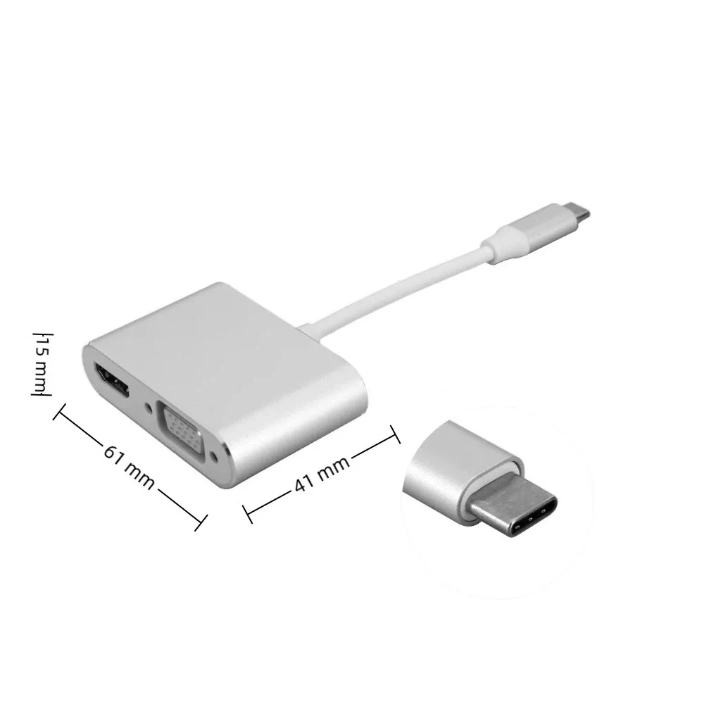 2 in 1 TypeC Hub to VGA +HD 4K Resolution USB Type C Adapter Displayport/3.1 Ethernet Converter Dock Office Presentation view 6