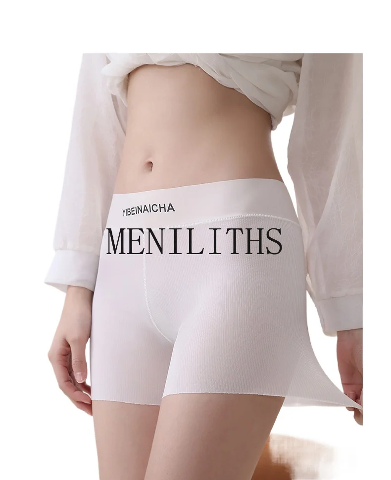 女性用安全下着 ミッドウエスト アイスシルク シームレス お腹引き締め ヒップアップ ボクサーパンツ 通気性 防透視 女性用下着