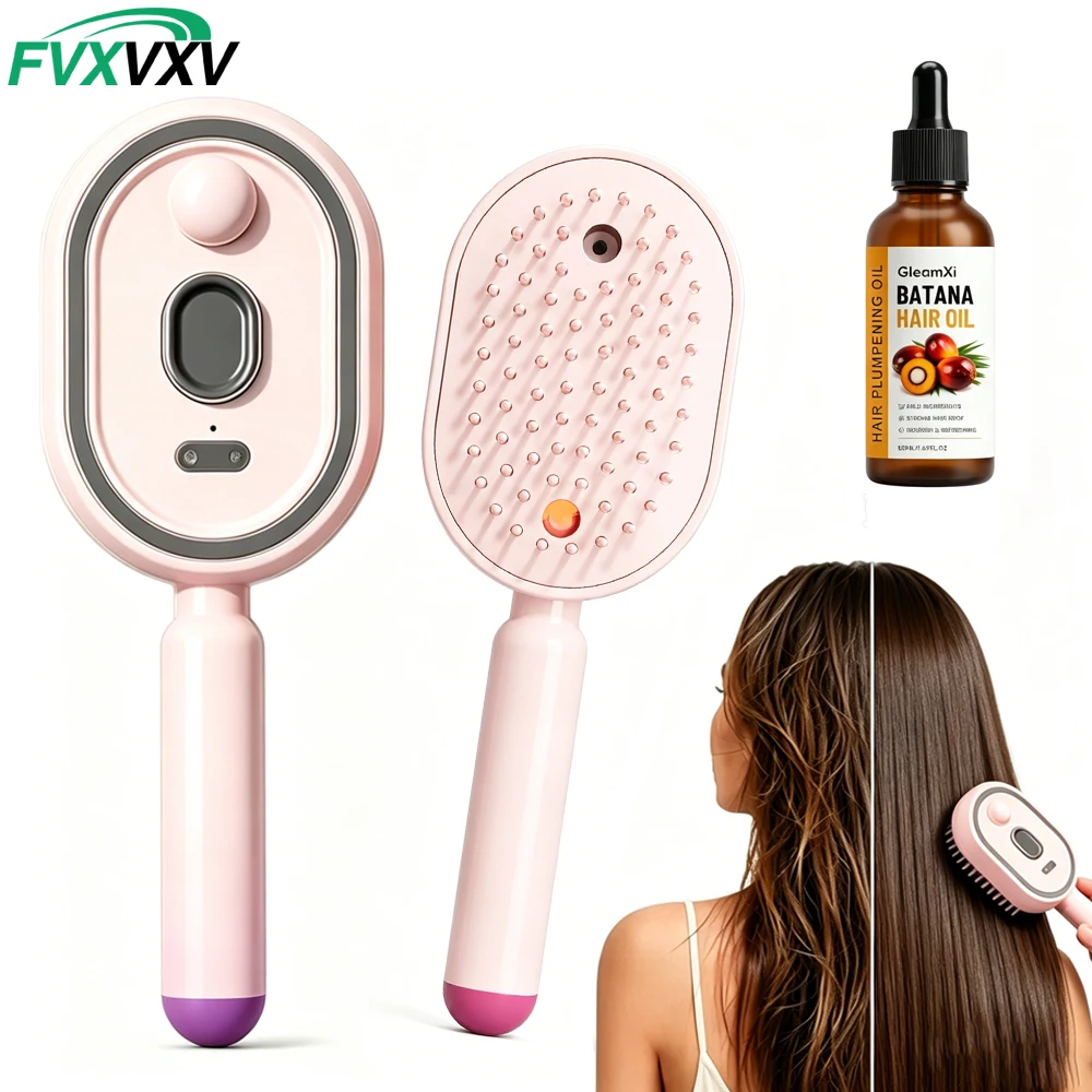 Stawho Electric Spray & Steaming Massage Hair Brush, Rechargeable Detangling Anti Static Brush for Reduce Frizz & Nourish Hairs