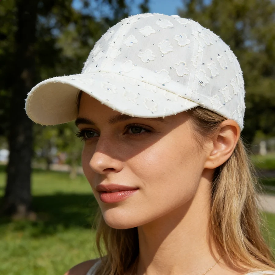Sweet and Cool Style Full Rhinestone Vintage Craft Baseball Cap with Breathable Mesh Design, Women's Daily Casual Outdoor Sunshade Hat, Holiday Gift