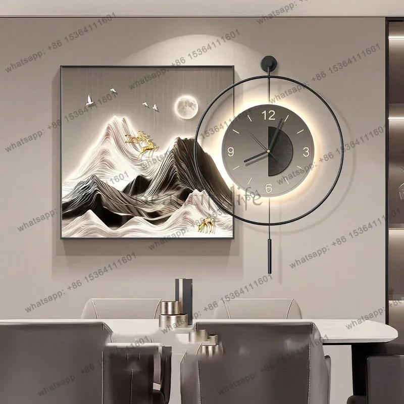 PG Luxury Led Clock Wall Fashion Chinese Style Design Creative Aesthetic Wall Watch Interior Bedrooms Horloge Room Decorations