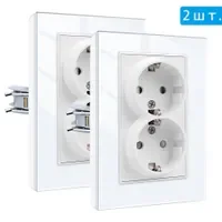 Dubbele EU-wandcontactdoos 120 * 86 mm Gehard glazen paneel 2 EU Stadnard stopcontacten Wisselstroompunten Stekkeruitgangen 110-250 V