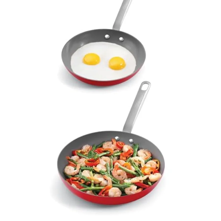 

Ceramic Cookware Nonstick Frying Pan 10" and 12" Kitchen Cookware Made without PFAS PTFE PFOA Oven and Dishwasher Safe Easy to