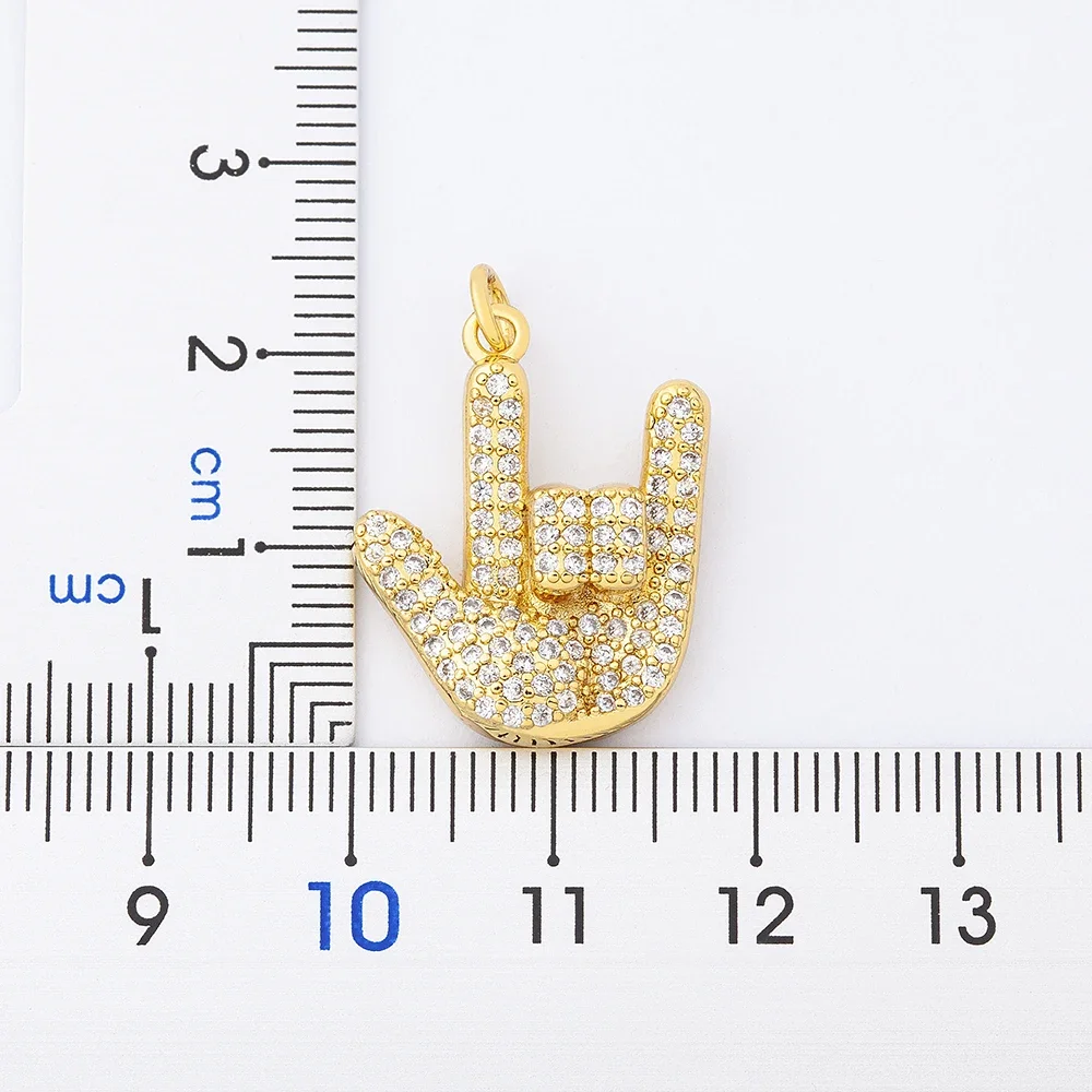 Nidin Charm Sign Language Pendant Copper Zircon Chain I Love You Hand Gestures Choker Necklace for Women Collares Lovers Jewelry