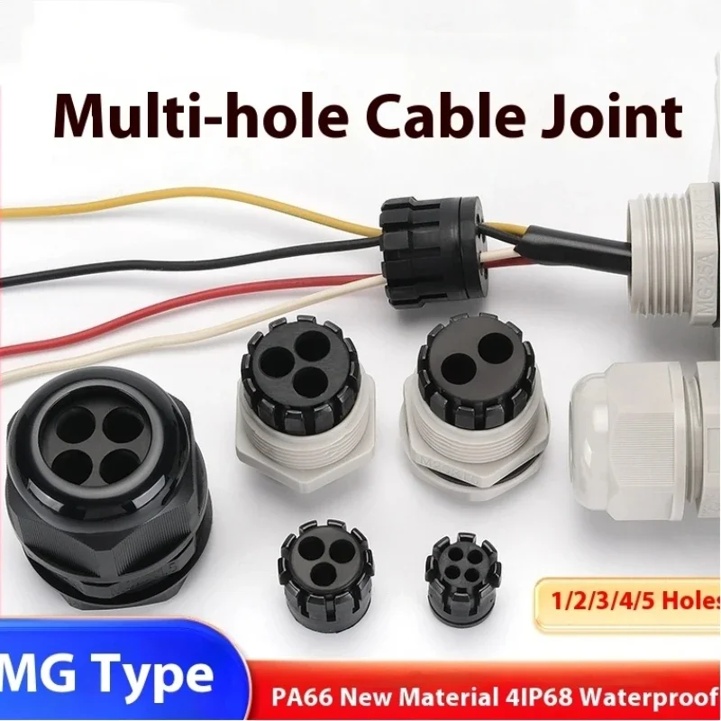 10 Pieces/pack Black Waterproof Porous Nylon PA66 Flame Retardant Multi-plastic Cable Gland MG Split Wire Fixing Head