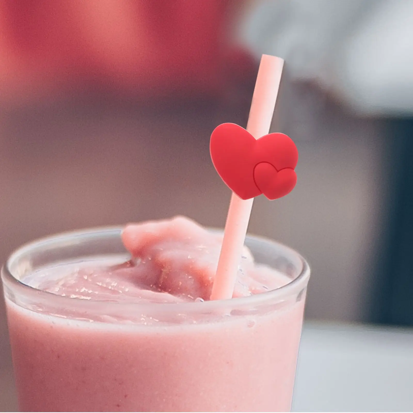 

30pcs Cartoon Heart Straw Decoration Drinking Straw Adornment For Party Reusable Wedding Dance Cocktail Straw Decoration Set