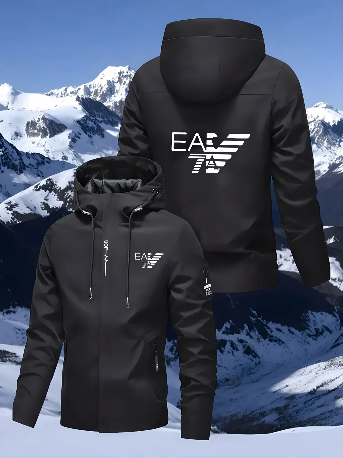Chaqueta Cargo Unisex con Capucha y Manga Larga, Tejido Suave Transpirable que Absorbe el Sudor, Bordado Estampado, Antipilling