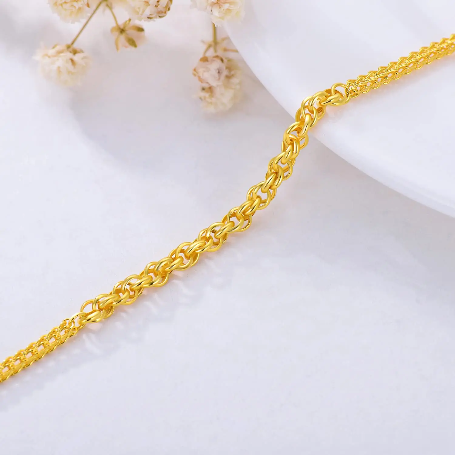 Yfn 18k sólido pulseira de ouro real para mulher 2mm grosso durável link chain pulseiras jóias aniversário