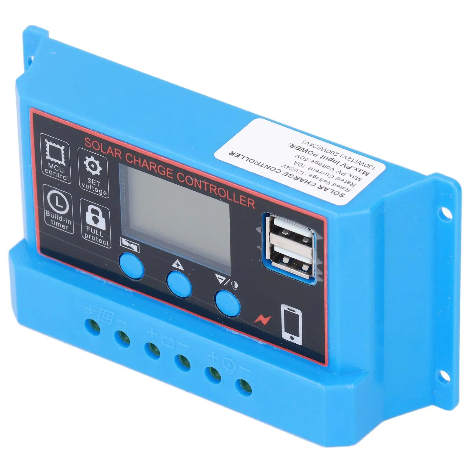 12V 24V 10A Solar Panel Charge Controller with LCD Display PWM Charging Regulator for Photovoltaic System