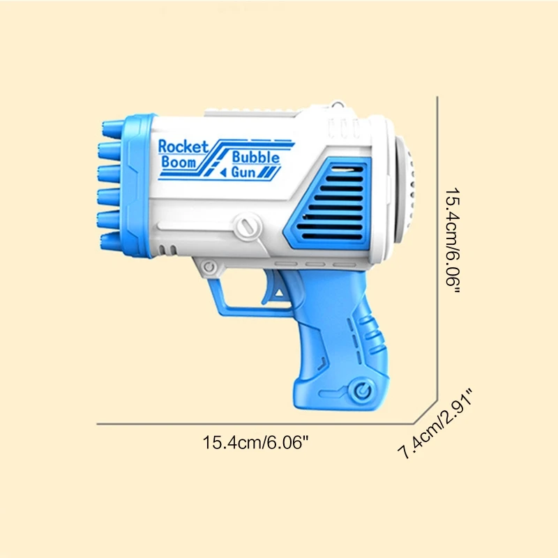 Rocket Boom Bubble  Toy Electric Bubble Maker for w/ 32 Hole Blower Rich Bubble Portable Fan Children Outdoor Summer