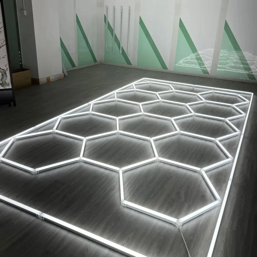Hexagon LED Lights Energy Saving 6500K Ultra Bright Honeycomb Ceiling Light for Garage Workshop Salon Gym Car Wash Warehouse
