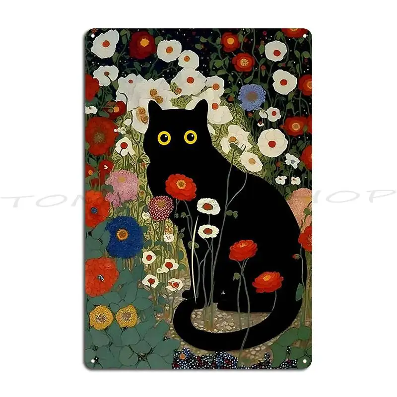 Gustav Klimt Black Cat Metal Sign Poster Cinema Pub Designs Tin Sign Poster