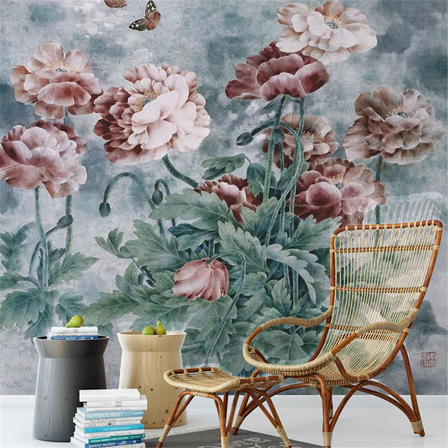 

Custom Wallpaper European 3D Stereoscopic Mural Painting Flower Vintage decoration Bedroom Living Room TV Background Wall papers