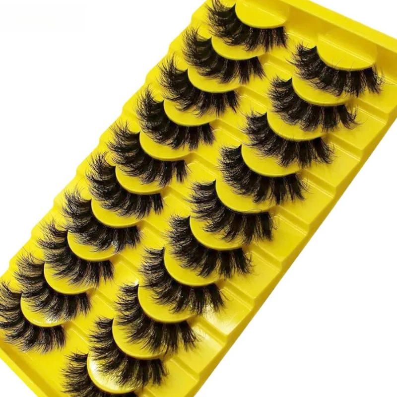 10 paires de cils moelleux russes - Faux cils 3D en désordre pour un look de maquillage épais et complet