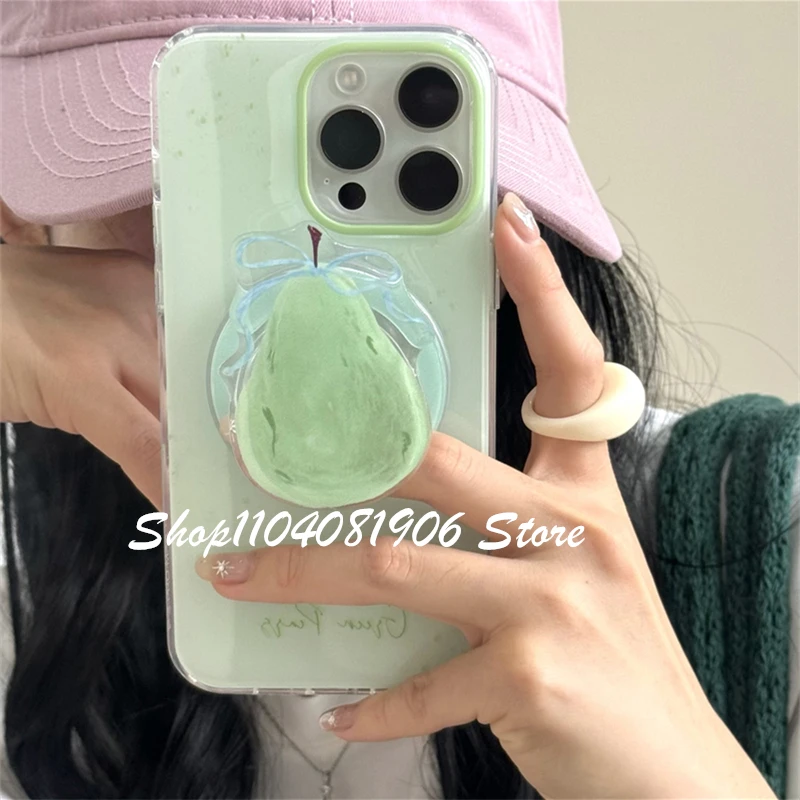 

Korean Cute Pear Magnetic Holder Phone Griptok Grip Tok Phone Stand Support For iPhone 16 15 For Magsafe Accessories Smart Tok