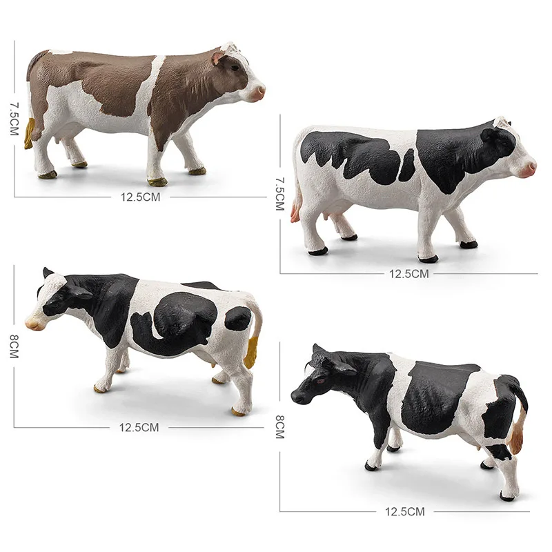 Simulation Animals Figurines Solid Cow Action Figures Farm Pasture Models Fun Toys Gifts for Kids Children Educational Toys