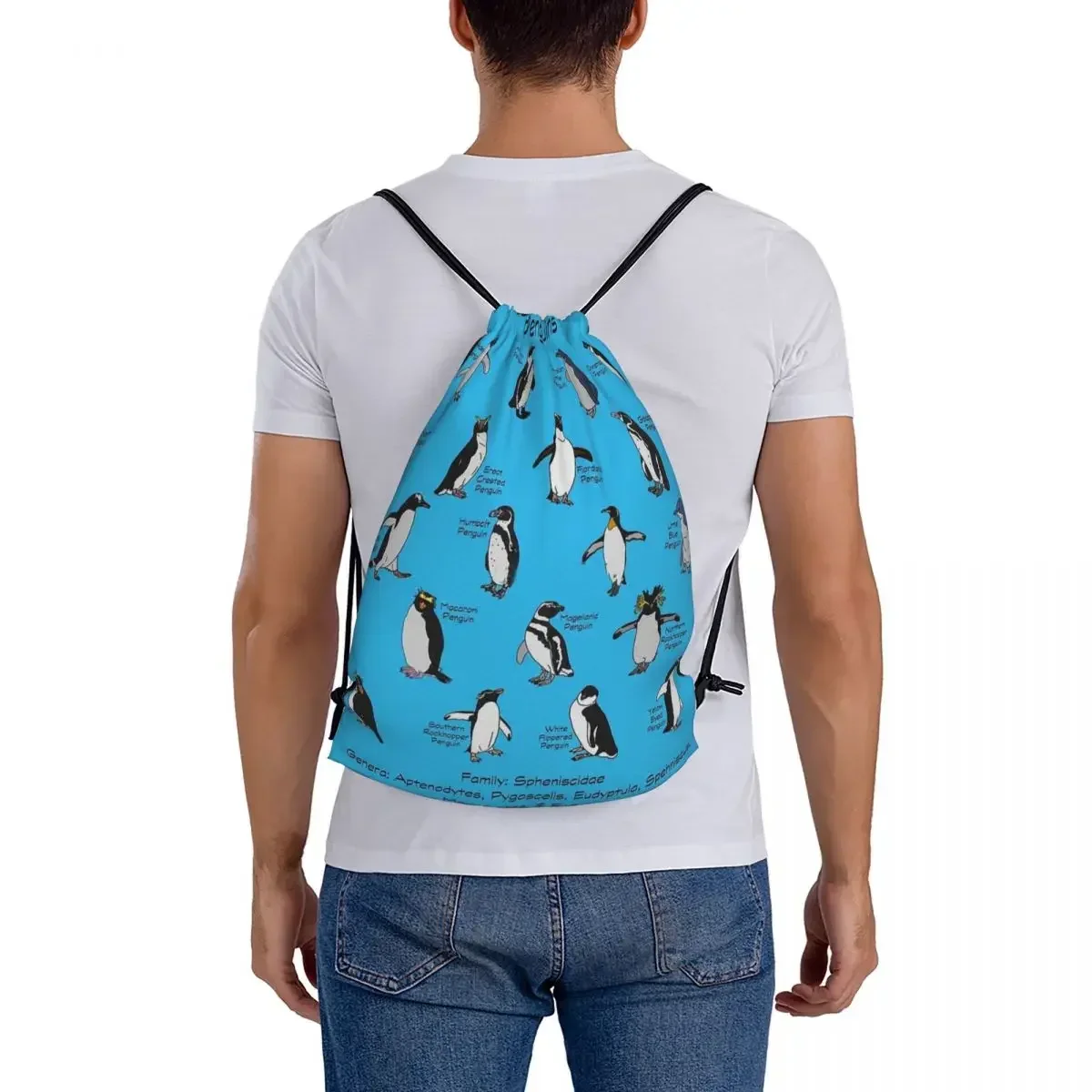 Penguins Backpacks Fashion Portable Drawstring Bags Drawstring Bundle Pocket Storage Bag BookBag For Man Woman School