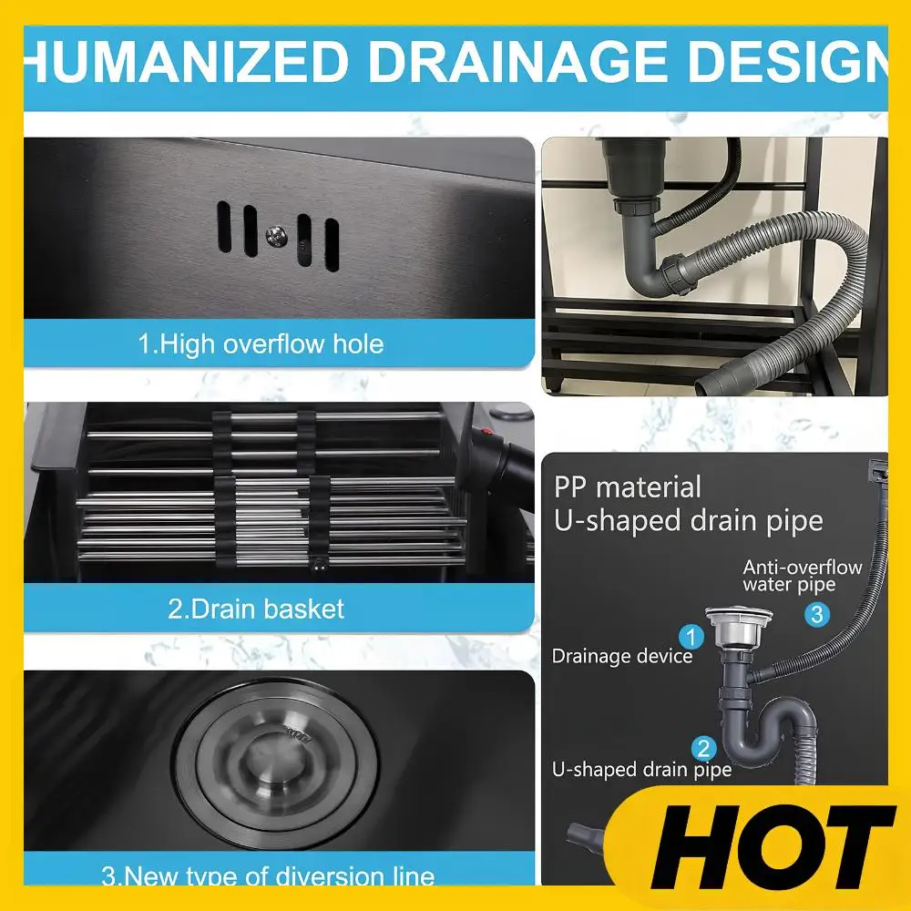 

Stainless Steel Sink with Cold and Hot Water Faucet Hoses and Drain Kit Large Freestanding Laundry Sink for Restaurant Garage