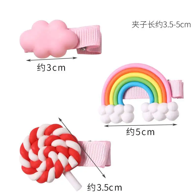 Hot 3pc/set Cute Girl Cloud Lollipop Rainbow Hairpins Cartoon Bobby Pin Hair Clips for Girls Children Headband