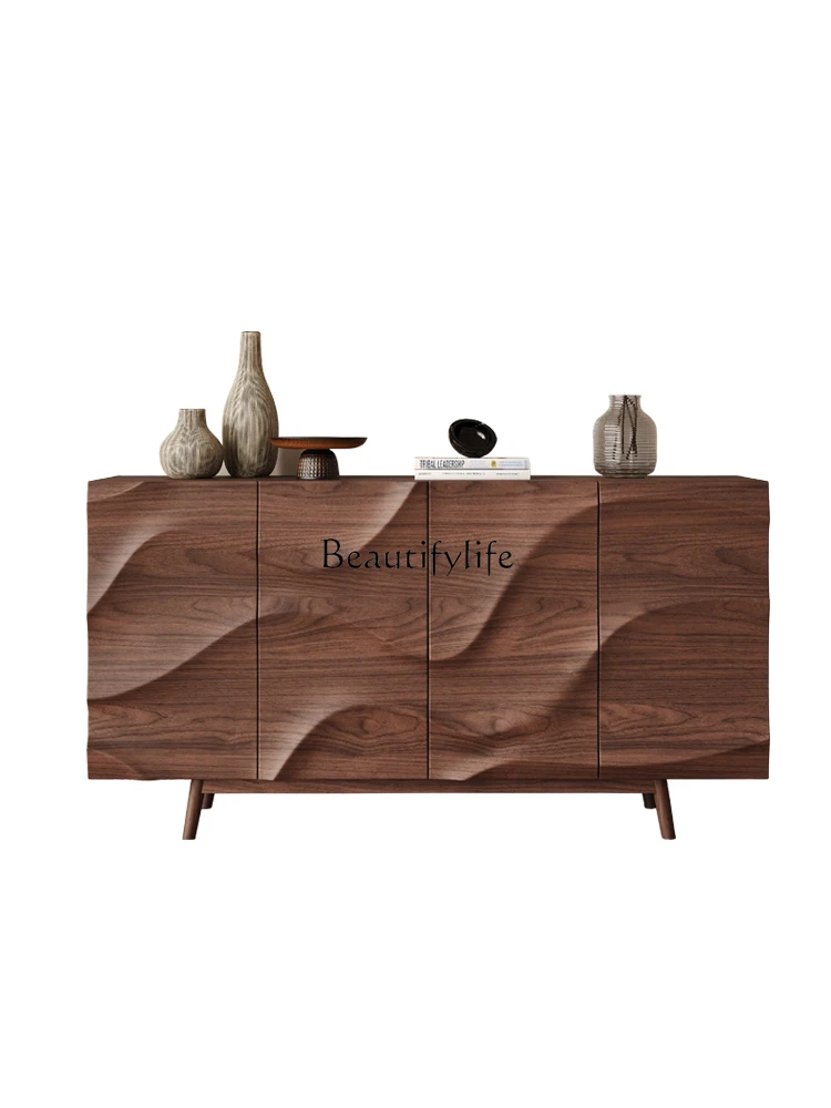 

Medieval style all solid wood dining side cabinet walnut partition cabinet French retro new Chinese locker