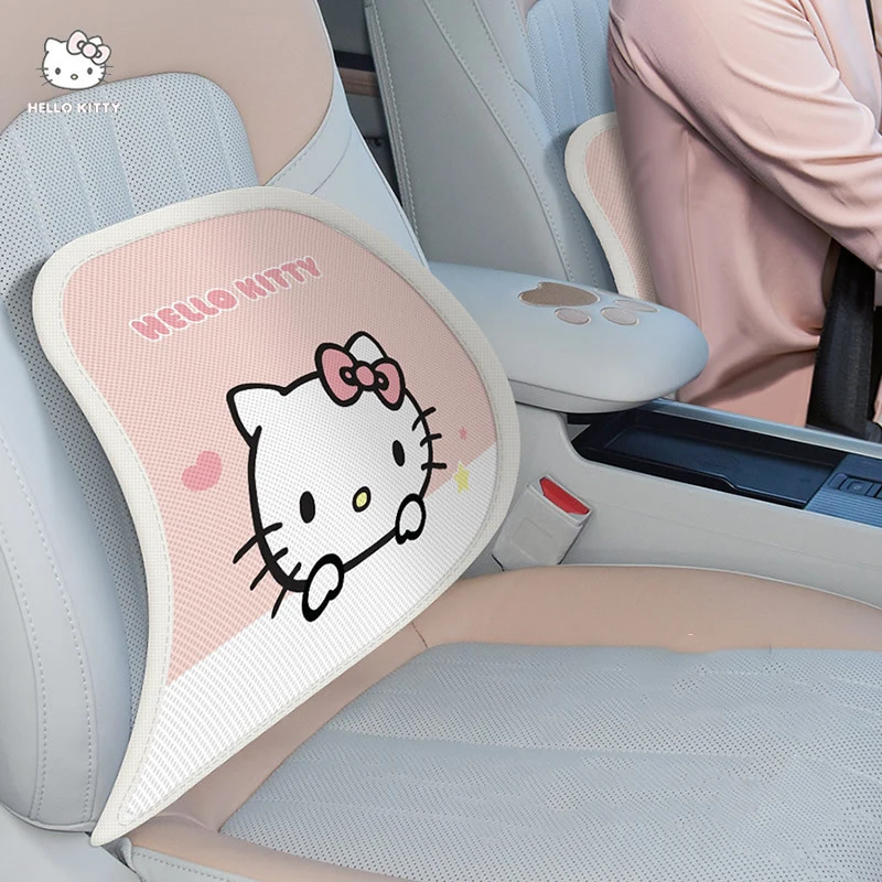 Sanrio Car Driver Lumbar Pillow Lumbar Pad Breathable Waist Support Cute Cartoon Hello Kitty My Melody Car Accessories Gift