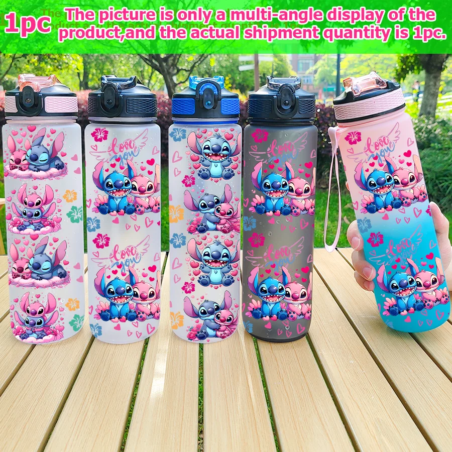 1Pc Disney, Stitch, Angel Gedrukt 23-32oz Multi-plastic Waterfles Draagbare Sport Water Cup Verjaardagscadeau