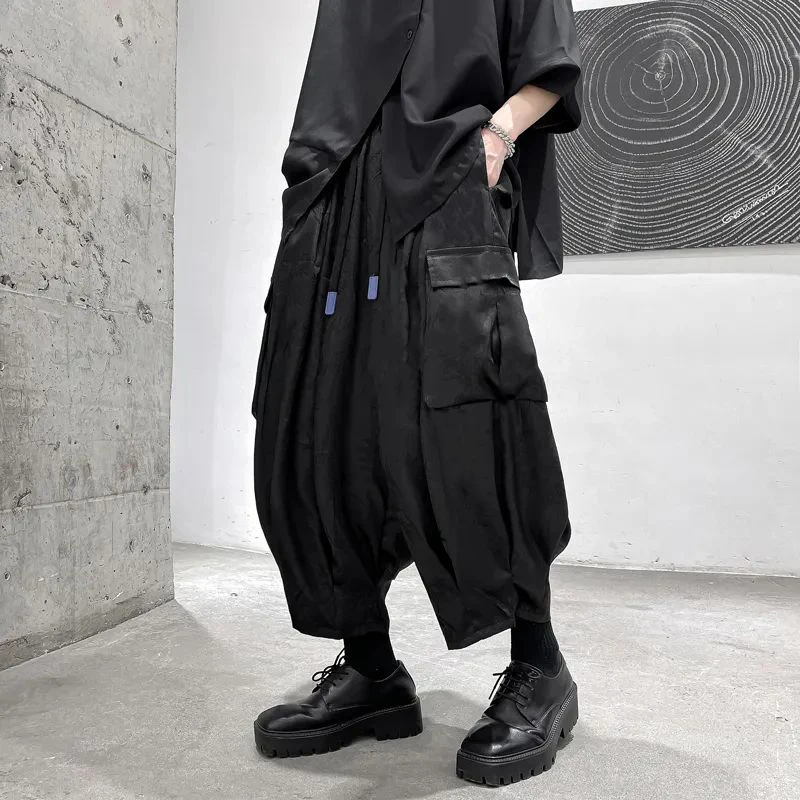 

Mens Casual Large Pocket Dark Style Overalls Genderless 2024 New Trendy Sports Loose Large Size Simple Streetwear Unisex