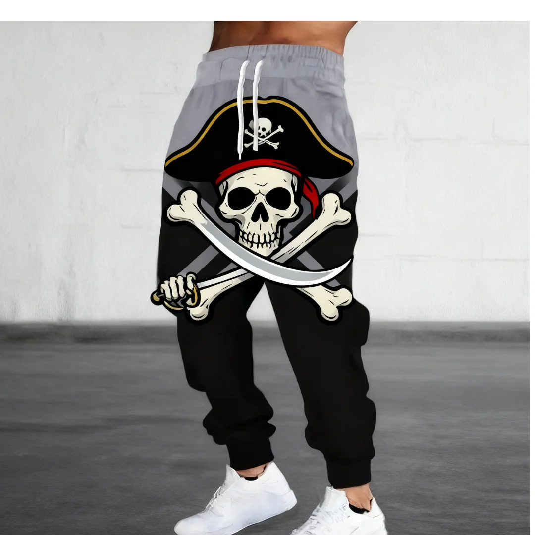 

Fashion Skull Pirate Captain Graphic Sweatpants 3D Printed Sports Pants Daily Casual Trousers Cool Hip Hop Street Men's Clothing