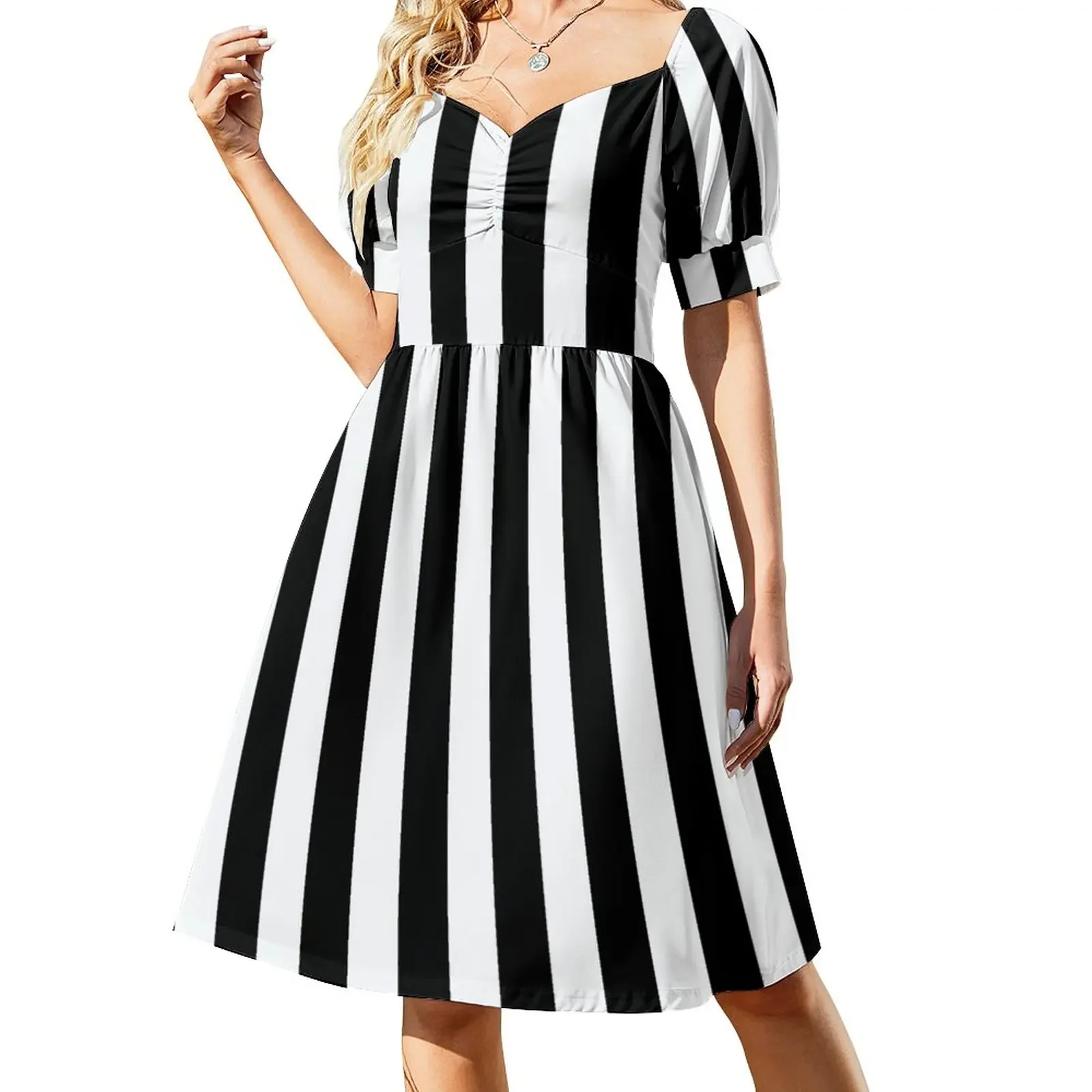 

Black & White Striped Sleeveless Dress evening dress ladies dresses for woman Long dresses Women's summer dress