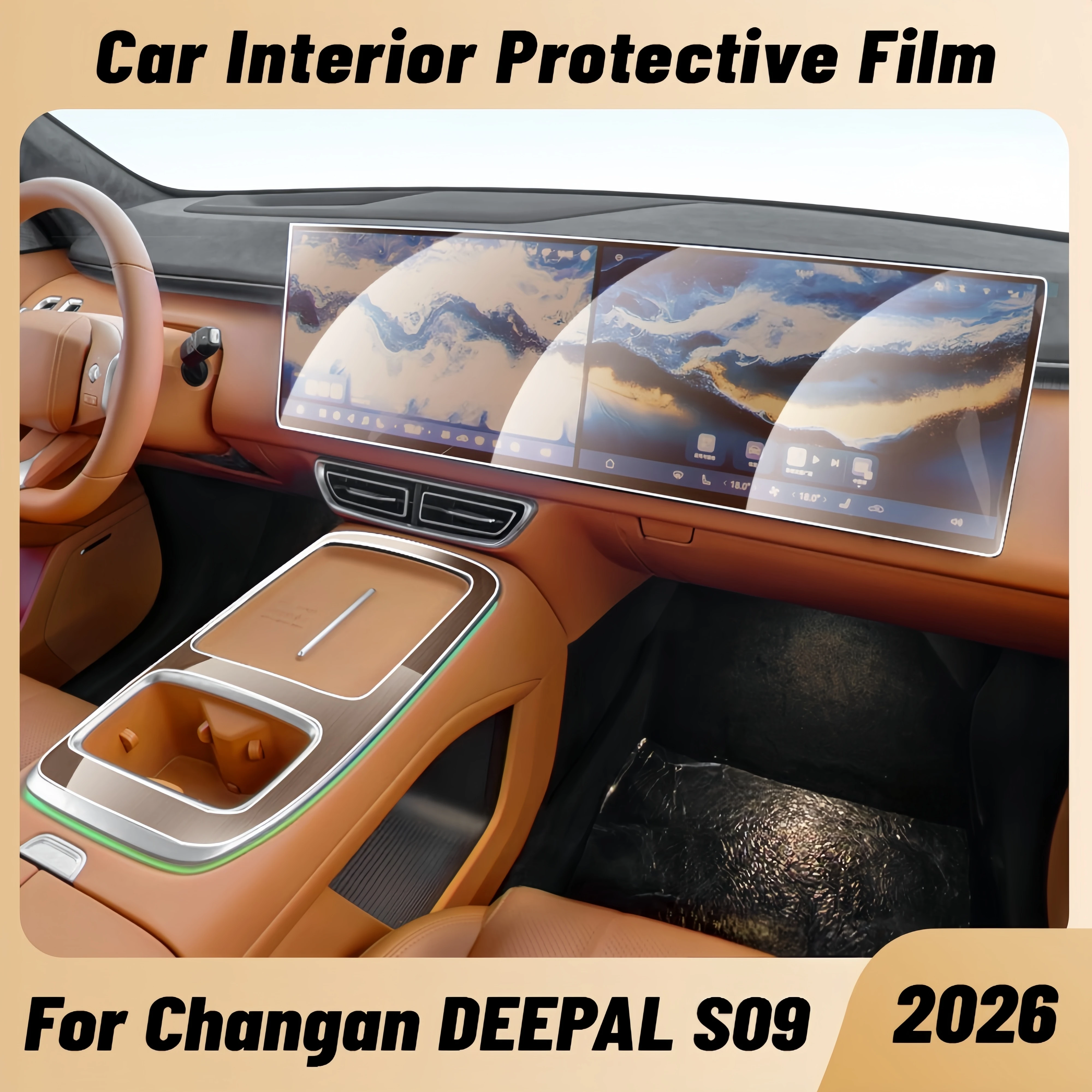 Anti-scratch Car Interior Center Console Media Dashboard Navigation TPU Protector Film For CHANGAN DEEPAL S09 2026