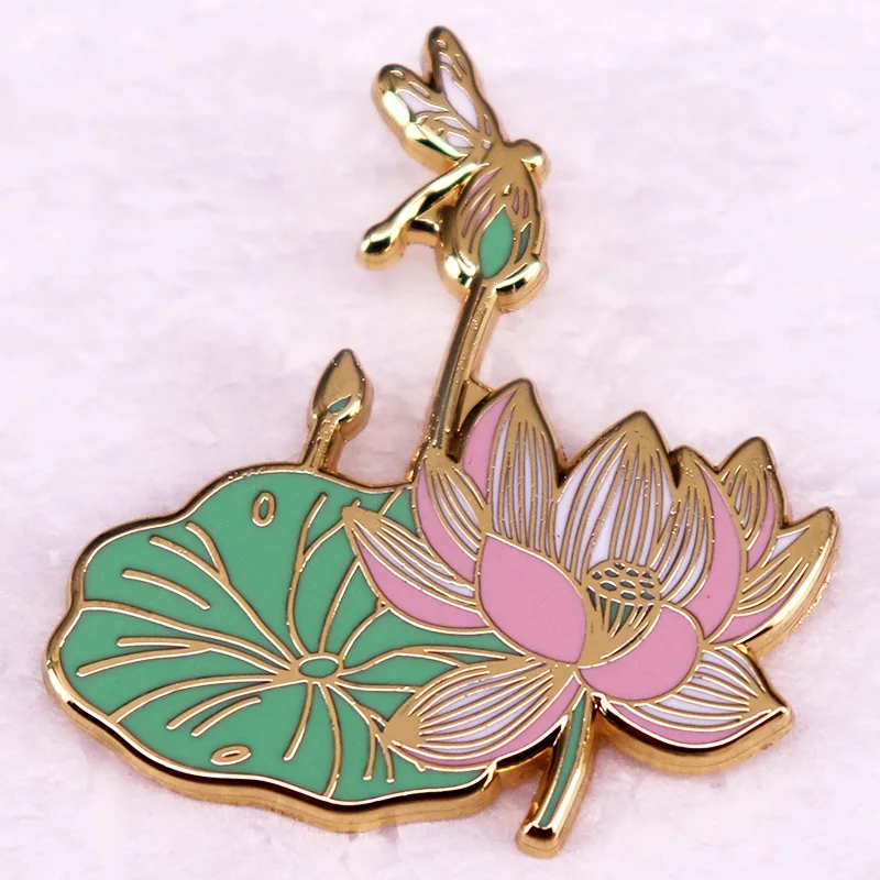 اليعسوب لوتس بروش ، زهرة رومانسية ، هدية شارة الحشرات