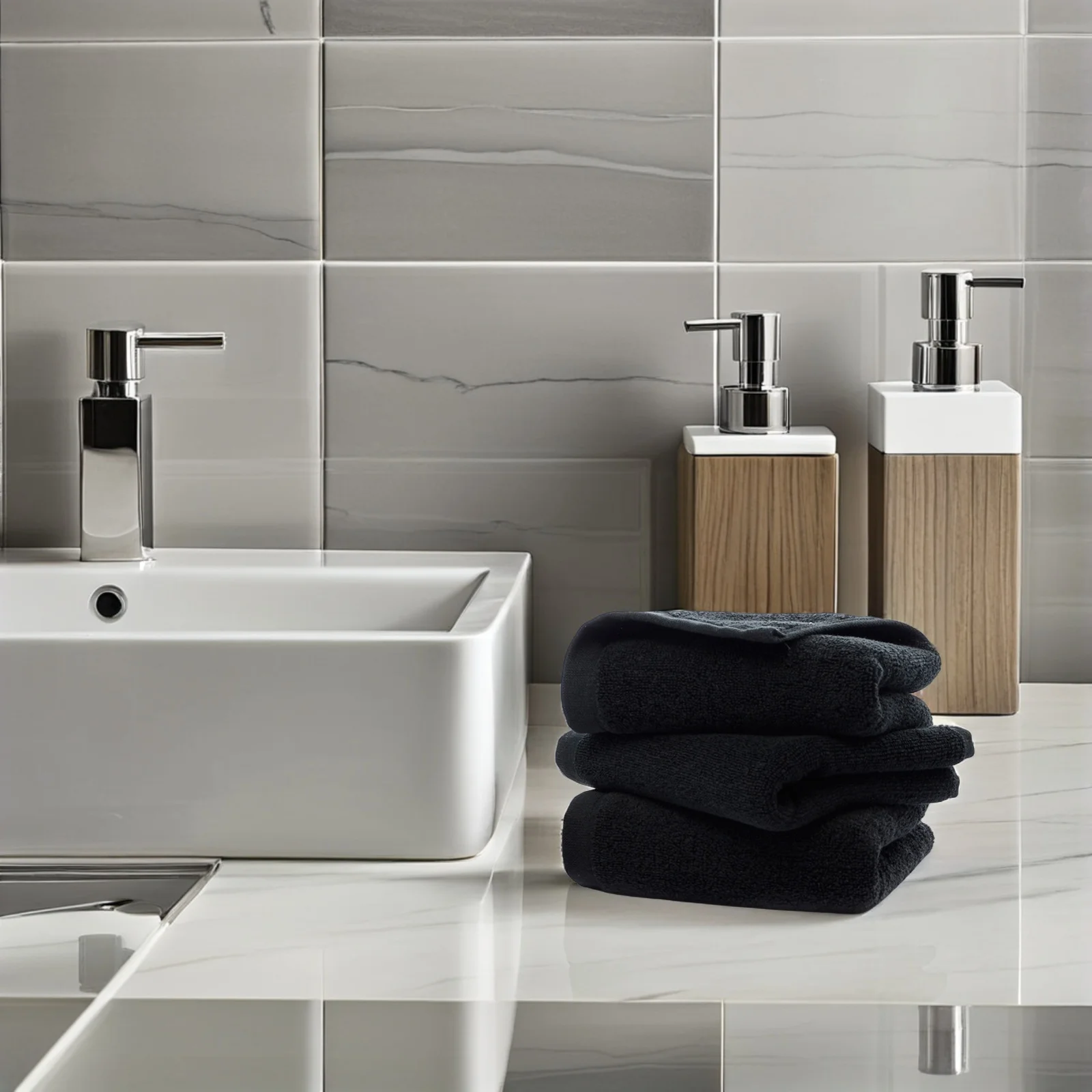 

Black Cotton Luxury Large Hand Towel Soft Pure Cotton Face Towel Hotel Spa Gym Bath Use Fast Drying Absorbent 35x75cm