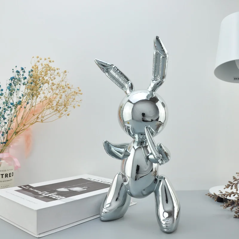 35CM Big Balloon Rabbit Sculpture Art Home Decorations Resin Animal Statue Artifact