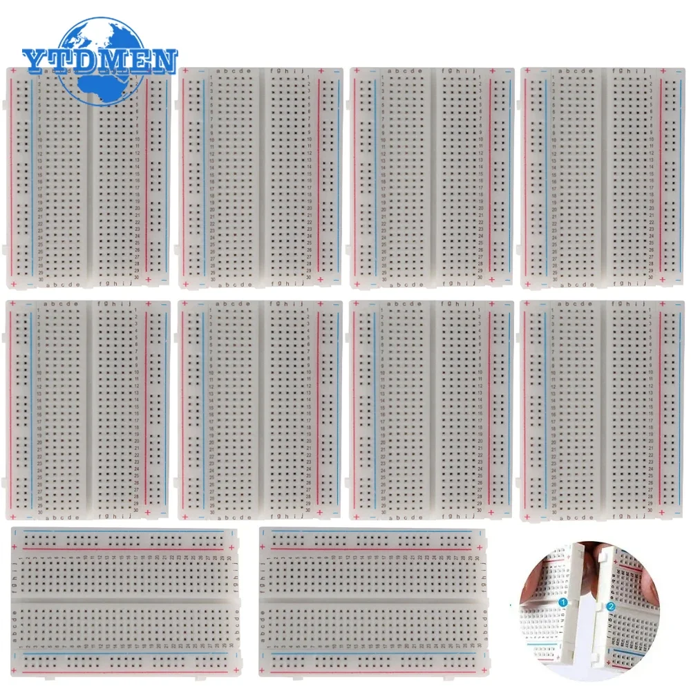 10PCS 400 Tie Point Breadboard for Arduino Solderless PCB Test Board 400 Hole Breadboard Universal DIY Kits