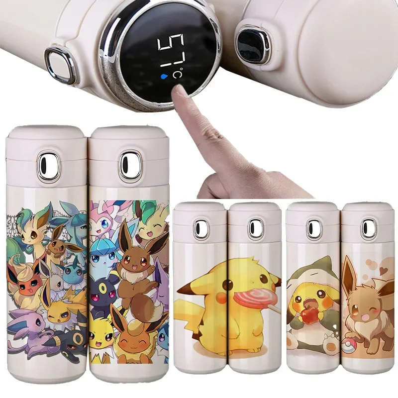 

New Pokemon Pikachu Water Bottle Stainless Steel Thermos Cup Cartoon Water Cup Student Anti-fall Portable Cup for Men Women Gift