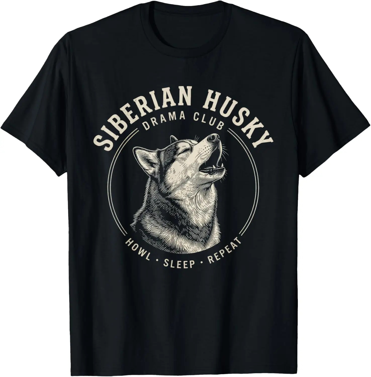 Siberian Husky Drama T-Shirt 100% Cotton Trendy Y2K Short-Sleeve Tee-Soft, Quick-Drying, Moisture-Wicking; Ideal Sports Casual